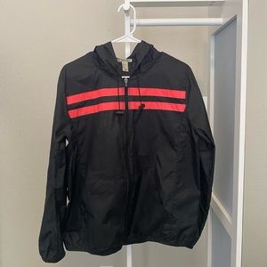 Forever 21 Black Windbreaker with 2 Pink Stripes